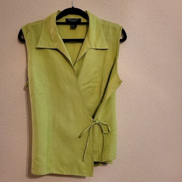 Vintage Montee' Collection lime green wrap top size 16 - Picture 2 of 10